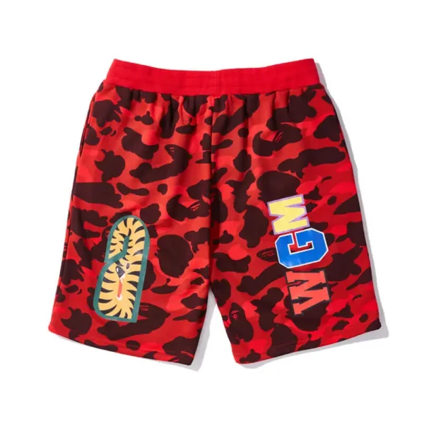 Camouflage-Casual-Red-Bape-Shark-Shorts-back