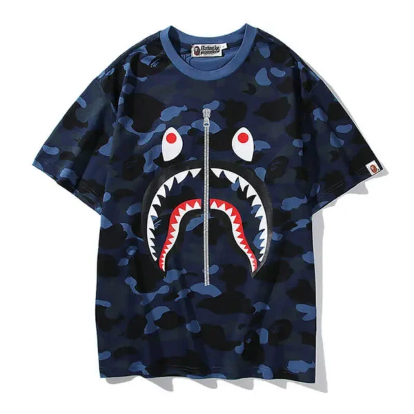 Short Sleeve Camouflage Bape Shark Camo T Shirt